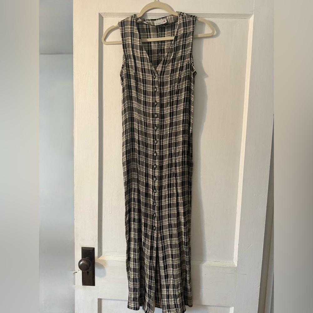 Vintage Scarlett Plaid Sleeveless Button-Down Dress
